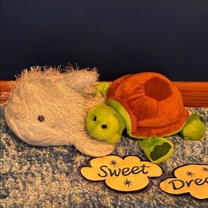 Plush Turtle and Whale Toy Set - Green and Light Blue